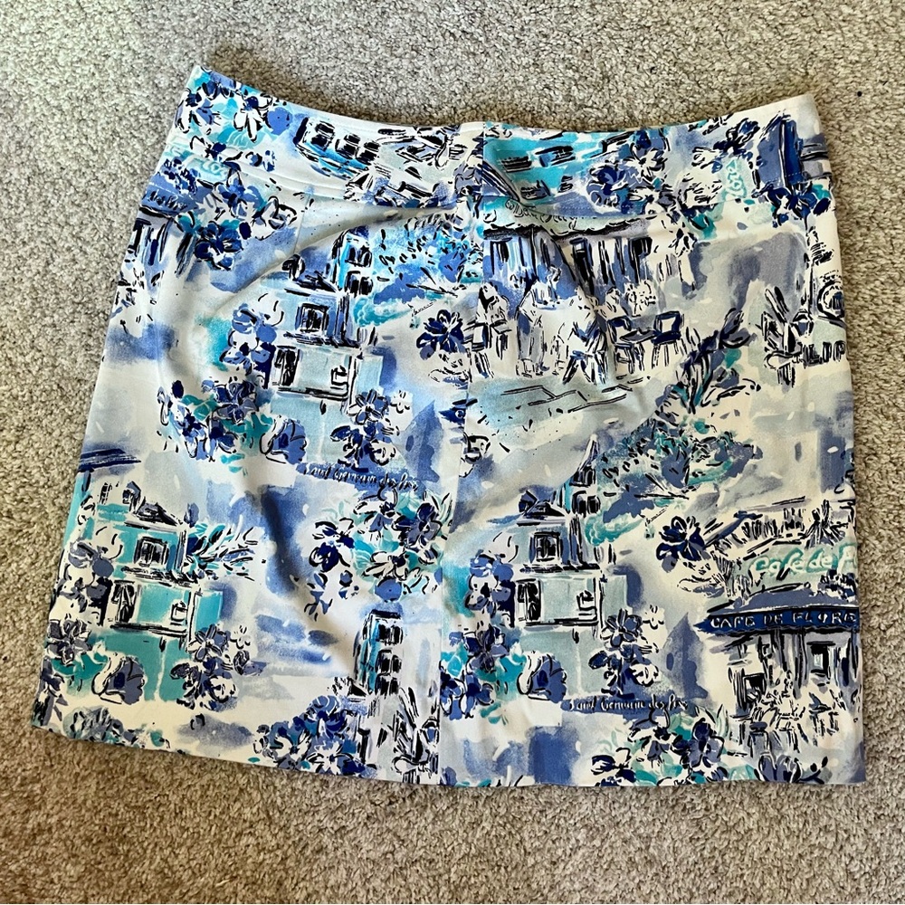 Watercolor style printed mini/midi skirt from Rafaela